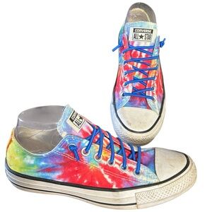 Converse Unisex Tie-Dye Sneakers Mens Size 5 Womens 7 Rainbow Slipon Chucks Low